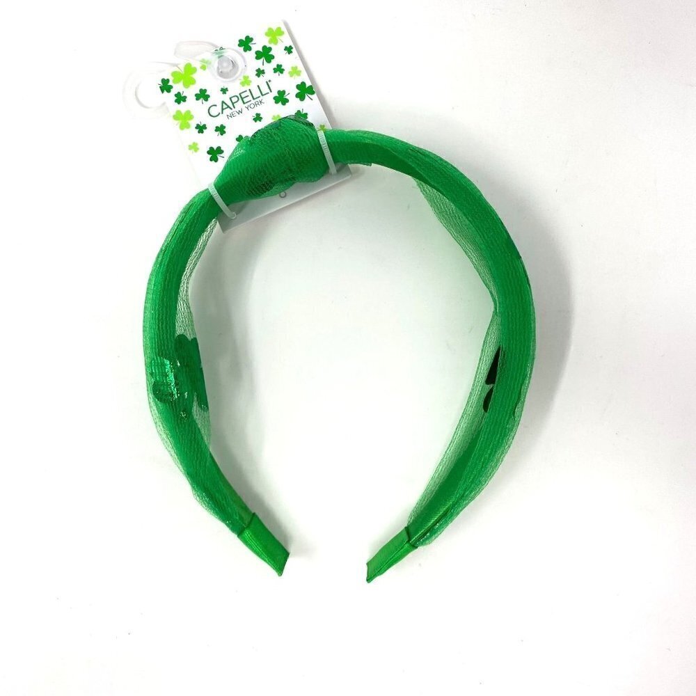 NWT Capelli Top Knot Headband Green Tulle Shamrocks St Patrick's Day